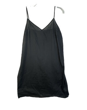 Semi Sheer Chemise Gown Women Large Black Lingerie Sexy Sleepwear Short Strappy